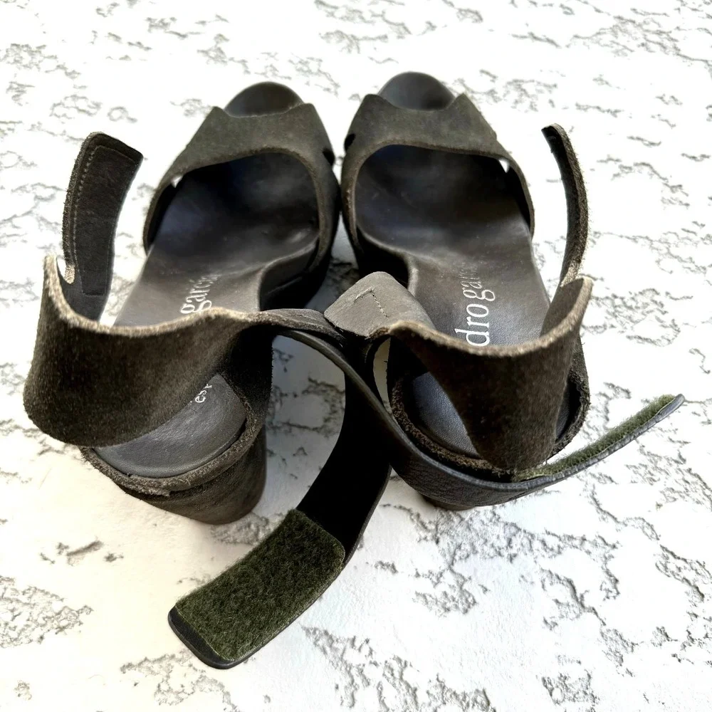 Pedro Garcia Wedge‎ Sandals Espadrille Peep Toe Adjustable Ankle Strap Green